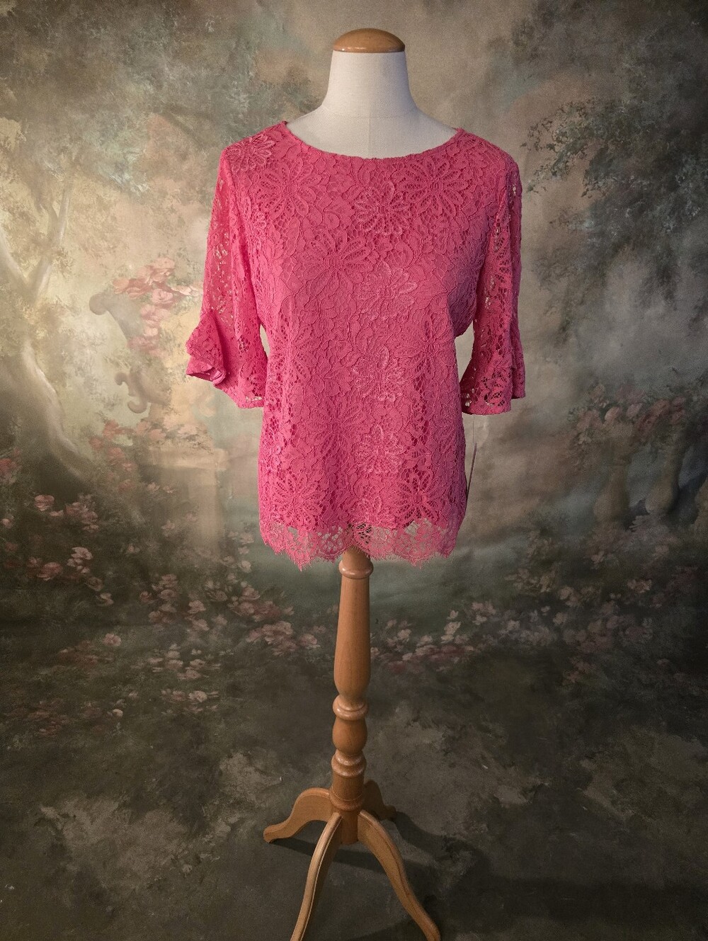 Nanette Lepore Pink Floral Blouse Flutter Sleeve S